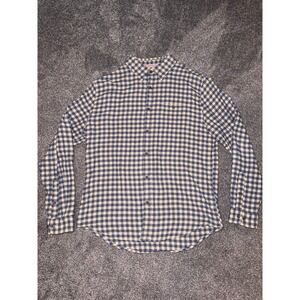 The Normal Brand Men's Blue & Cream Long Sleeve Button-Down Shirt - Large